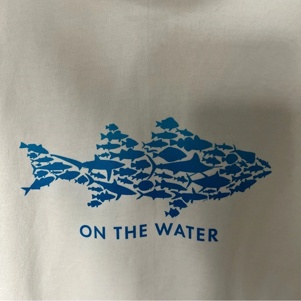 NEW OTW On the Water Fish Fisherman  Cream Hoodie Sweatshirt Pullover *J - Picture 4 of 8